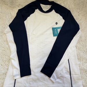 Coolibar Navy dark blue and White Long Sleeve Shirt